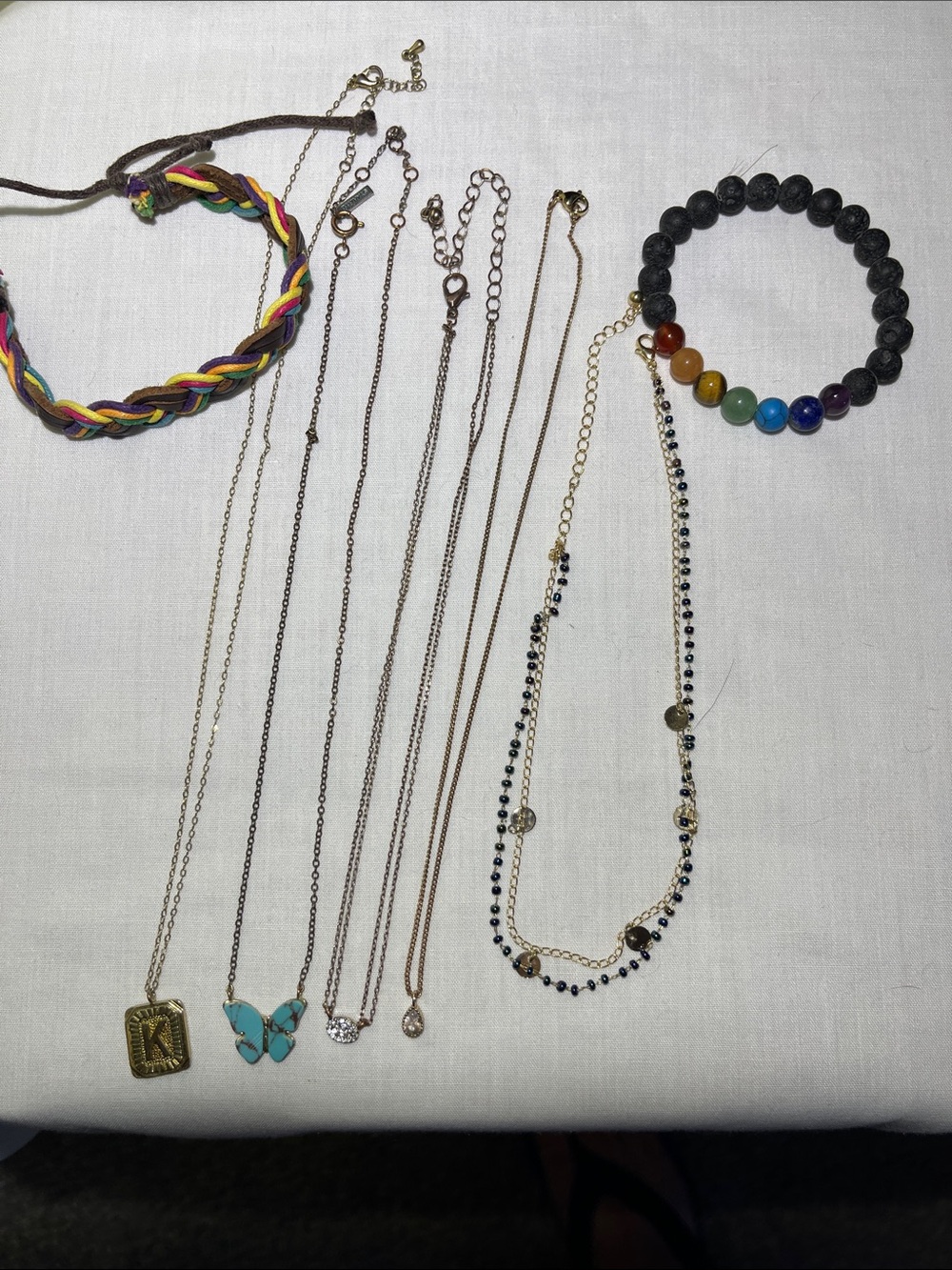 Unbranded Multicolor Chakra Bead Bracelet and Layered Necklaces Set